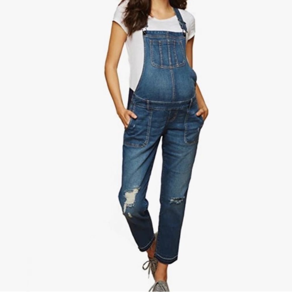 Indigo Blue Maternity Side Panel Overalls- Size Large